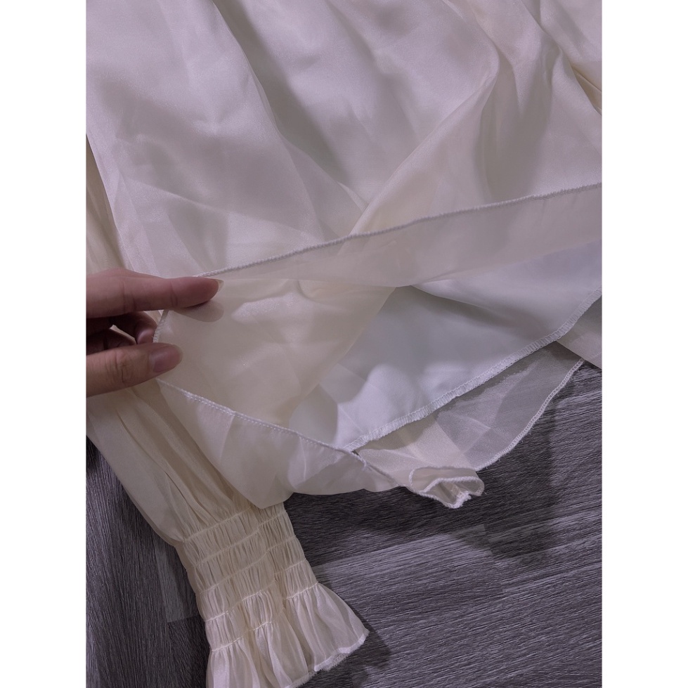 [ Có quà tặng cột tóc]                                      Áo trễ bẹt vai  nữ, áo tay dài kiểu 2 lớp kèm hoa cổ   VD965 | BigBuy360 - bigbuy360.vn