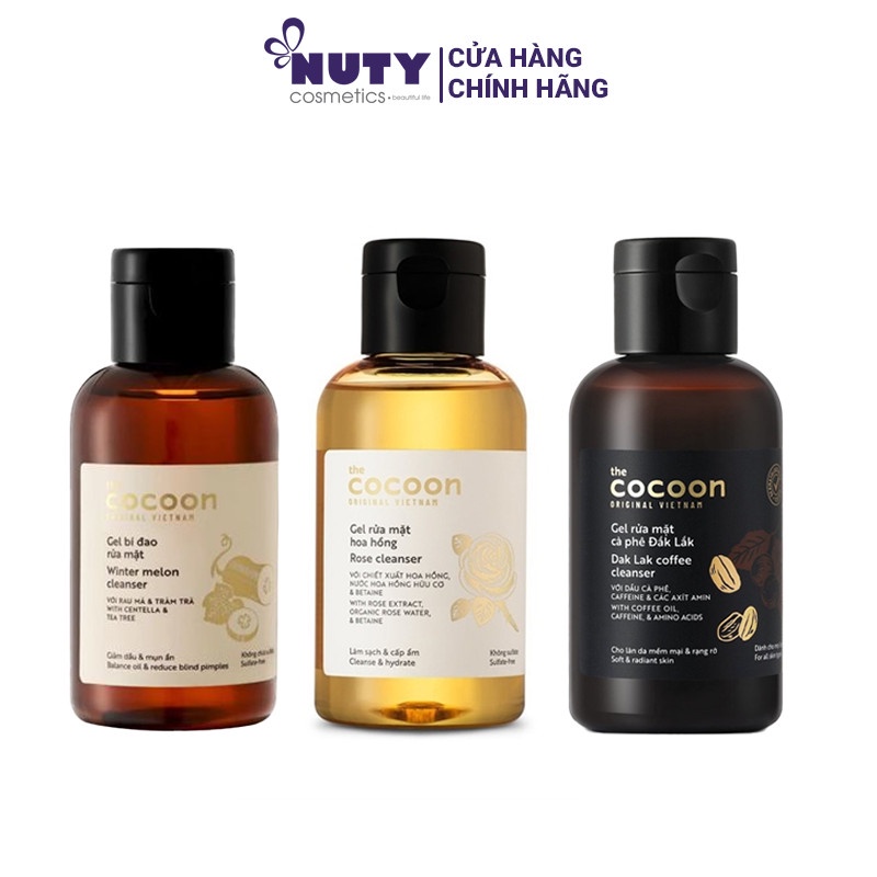 Gel Rửa Mặt Cocoon Cà Phê, Bí Đao, Hoa Hồng (140ml)