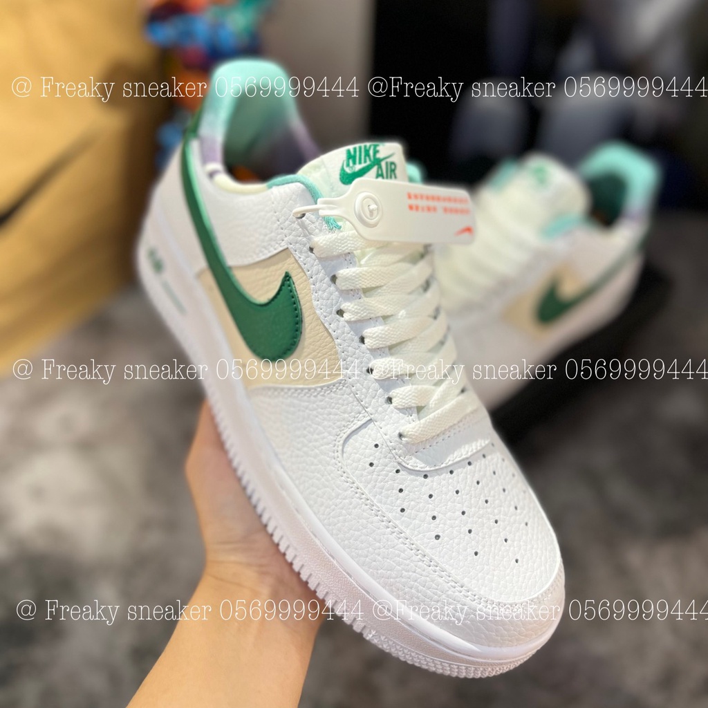 Giày thể thao AF1 Low White Malachite Green, Giày AF1 Trắng gót xanh lá