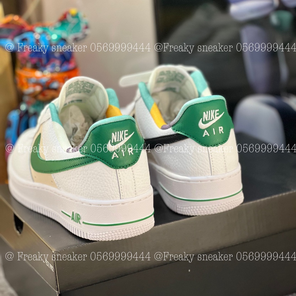 Giày thể thao AF1 Low White Malachite Green, Giày AF1 Trắng gót xanh lá