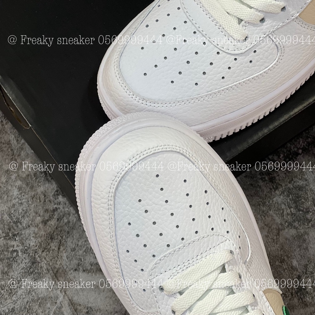 Giày thể thao AF1 Low White Malachite Green, Giày AF1 Trắng gót xanh lá