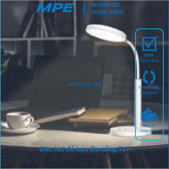 Đèn LED Để Bàn Đa Năng Xoay 360 độ Dimmer điều chỉnh độ sáng đèn học chống cận TL7 MPE  – LOLi Elect