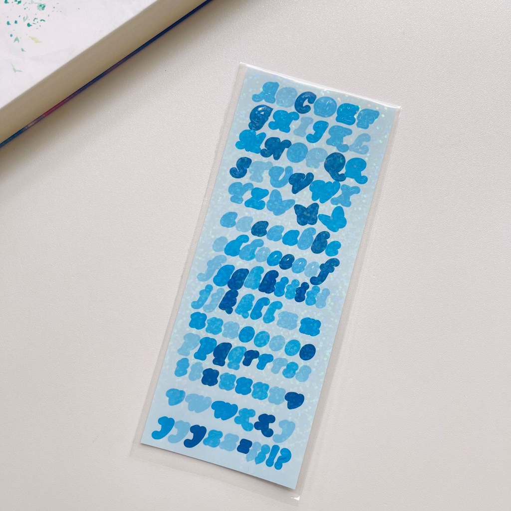 Sticker chữ cái Y2K font viết tay dùng để trang trí sổ tay vở card holder phong cách Y2K