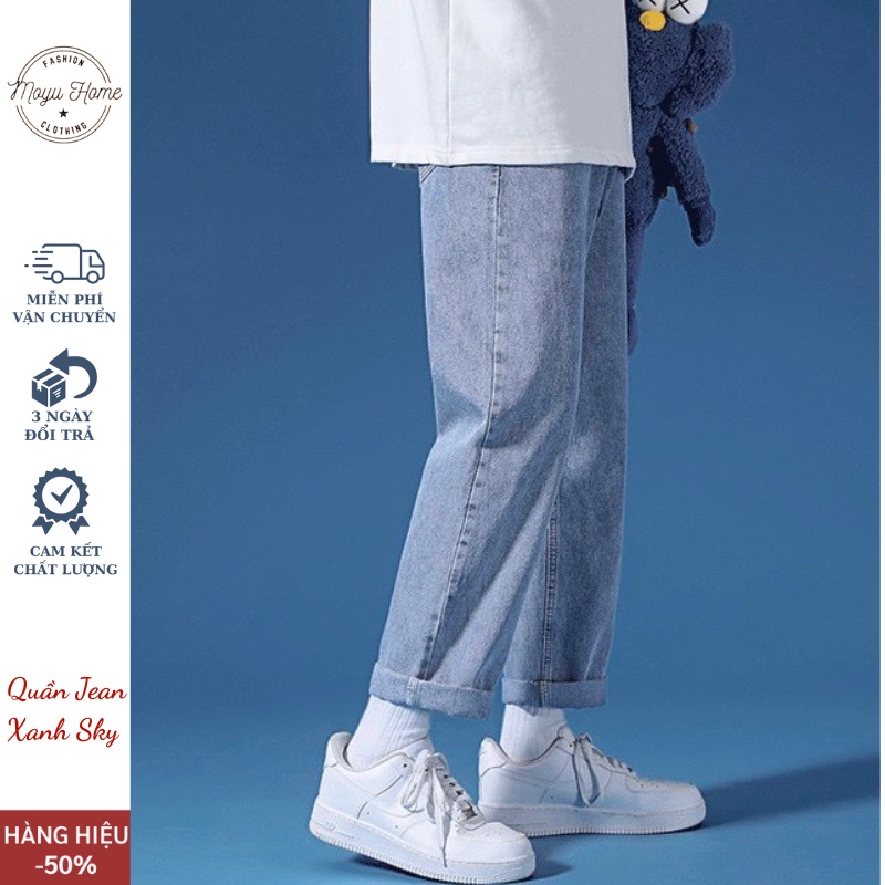 Quần jean baggy nam ông suông rộng học sinh MOUYHOME, quần bò nam đen dáng baggy chất jean bò dày dặn style hàn quốc