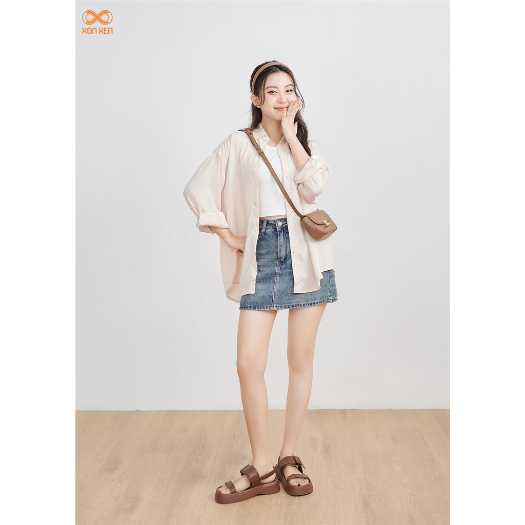 Áo sơ mi nữ Áo sơ mi Lụa Trơn Dài Tay XONXEN SHOP HUẾ free size Mã A607