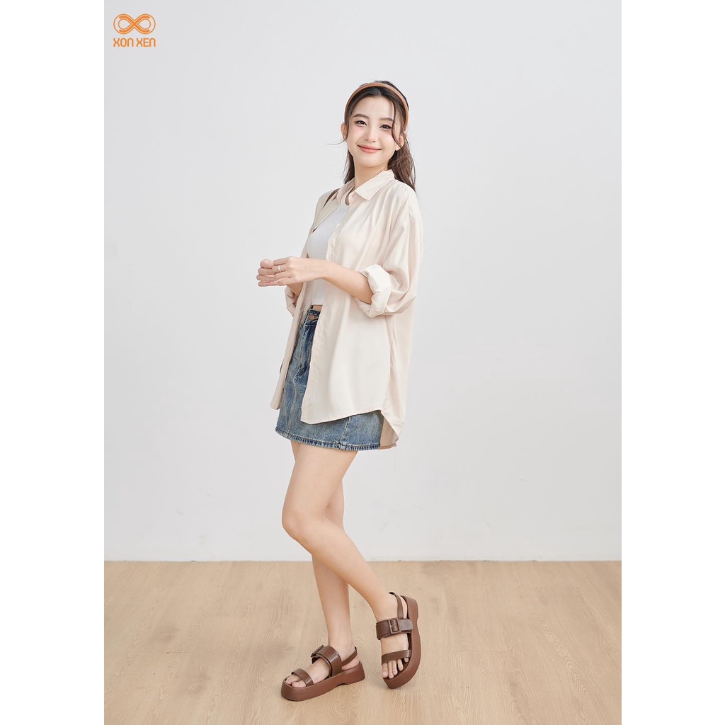 Áo sơ mi nữ Áo sơ mi Lụa Trơn Dài Tay XONXEN SHOP HUẾ free size Mã A607