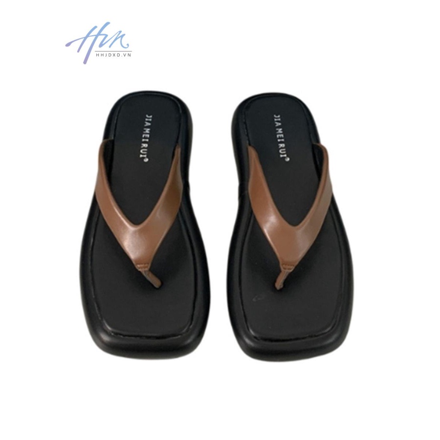 Dép Xỏ Ngón Đế Dày Mũi Vuông Phong Cách Pháp Thời Trang Mùa Hè 2023 Mới Cho Nữ