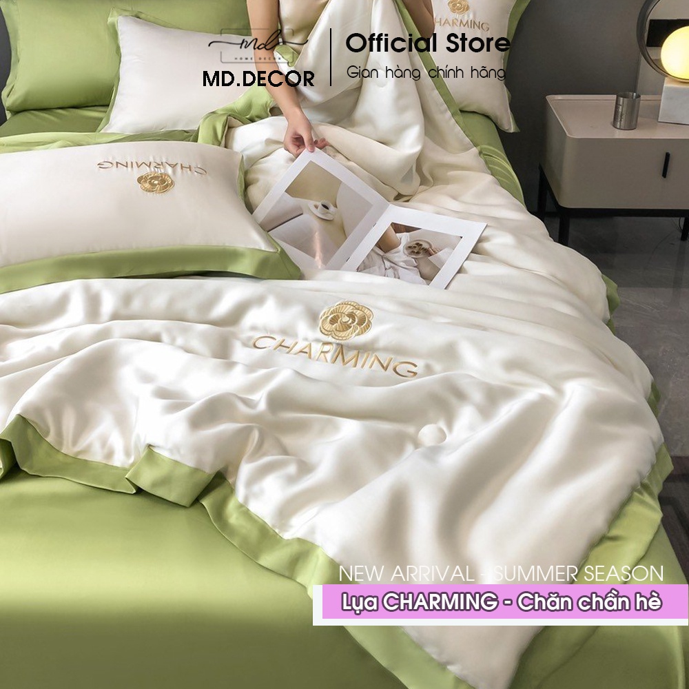 Bộ chăn ga gối Lụa Charming MD.DECOR - Bedding chần bông hè trơn màu nhiều kích thước M4/M6/M8