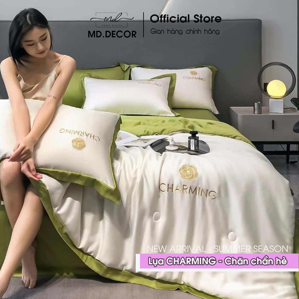 Bộ chăn ga gối Lụa Charming MD.DECOR - Bedding chần bông hè trơn màu nhiều kích thước M4/M6/M8