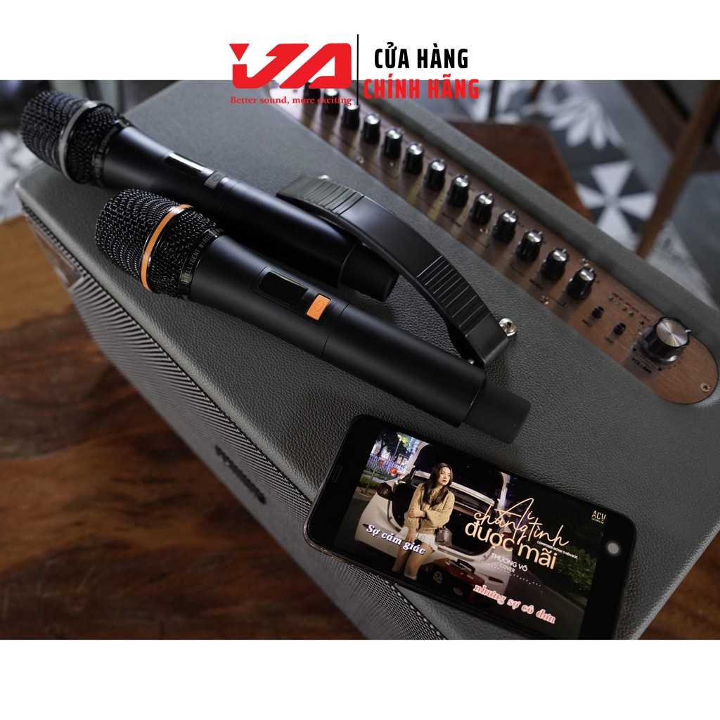 Loa Karaoke Xách Tay JA CW500 150W Chính Hãng – Bass Đôi 16cm, Kèm 2 Micro, Bluetooth-Optical-USB-Cổng Guita-Ja Audio