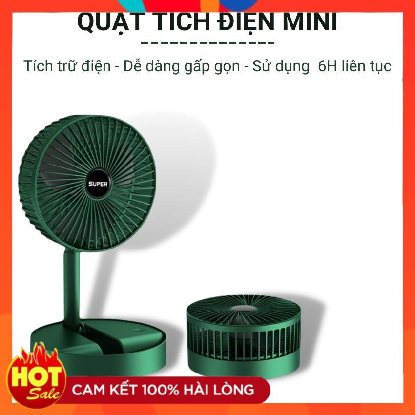 Quạt Tích Điện Super mini, Quạt Tích Điện Để Bàn Gấp Gọn 3 cấp độ, Sử Dụng Liên Tục 4 Tiếng
