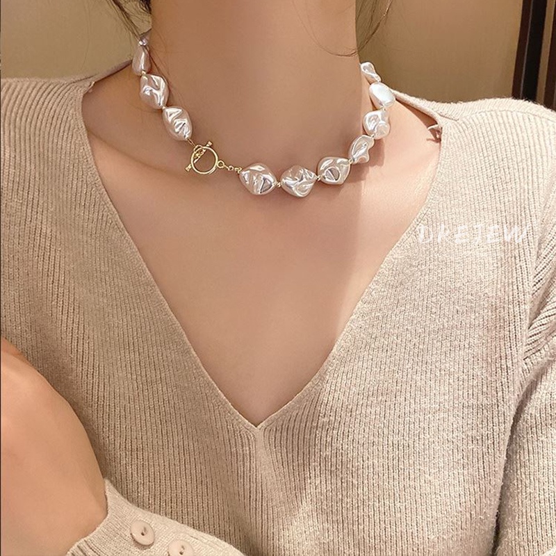 DREJEW Dây Chuyền Mặt Hình Trái Tim Đính Ngọc Trai Phong Cách Hàn Quốc Độc Đáo