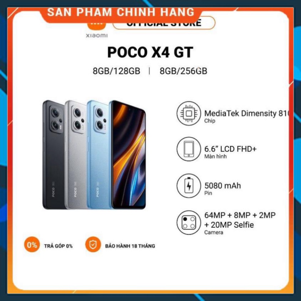 [ MÃ ELGJKFN04] Điện thoại XIAOMI POCO X4 GT 8+256GB | Sạc nhanh 67W -PHONE 24/7 VN