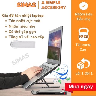 Kệ đỡ laptop tản nhiệt SIMAS, giá đỡ laptop gấp gọn cao cấp hợp kim nhôm cứng cáp có thể gấp gọn lỗi 1 đổi 1