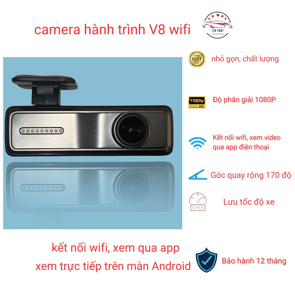 Camera hành trình V8 wifi, kết nối màn Android, xem qua app điện thoại, chất lượng full HD 1080P