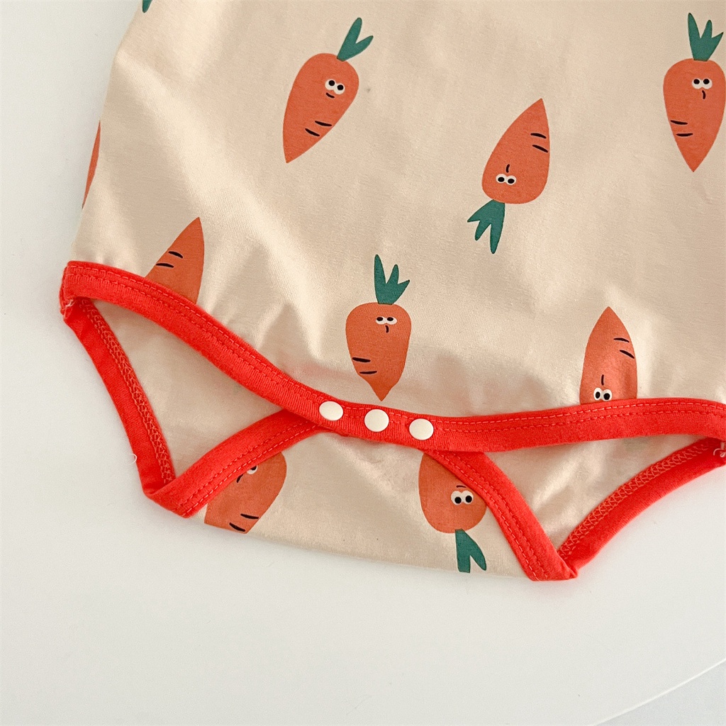 Aó liền quần body suit hình cà rốt kèm mũ siêu dễ thương cho bé trai bé gái mùa hè A40