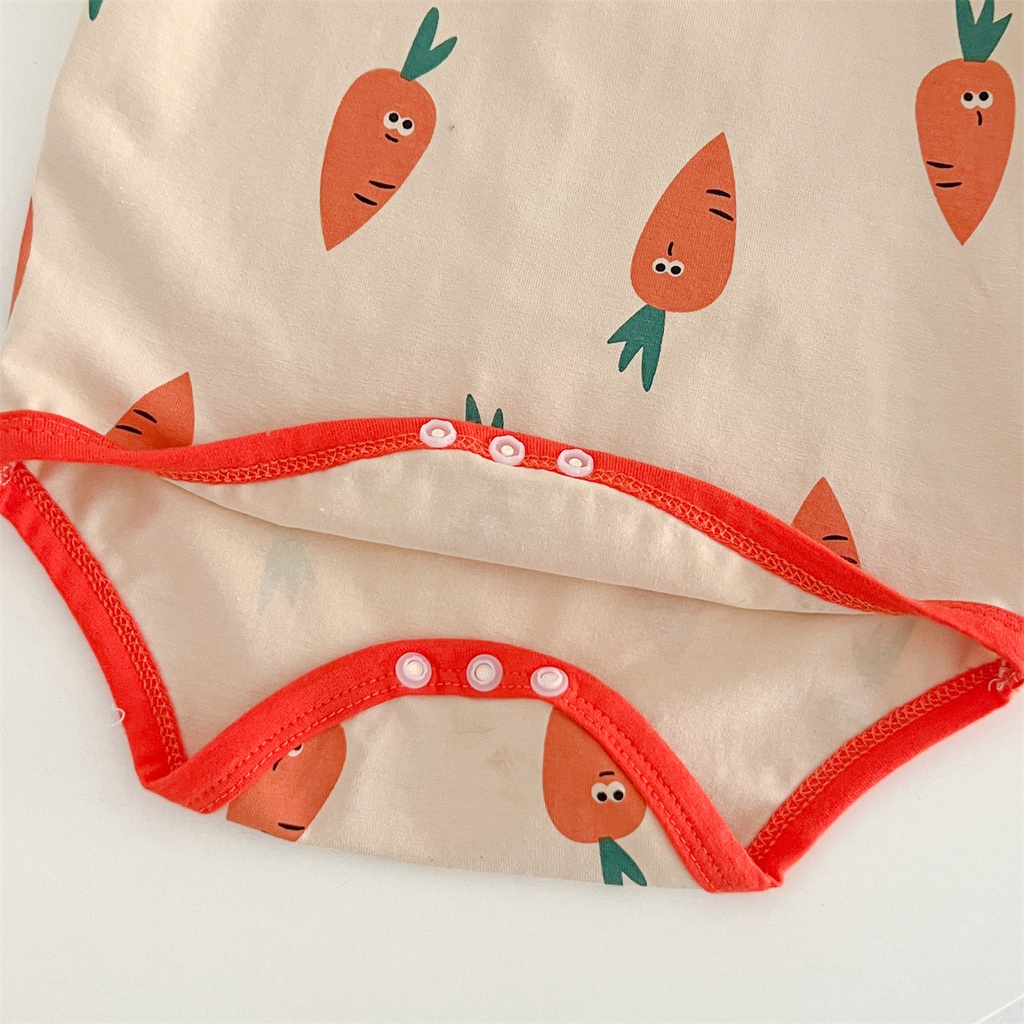 Aó liền quần body suit hình cà rốt kèm mũ siêu dễ thương cho bé trai bé gái mùa hè A40