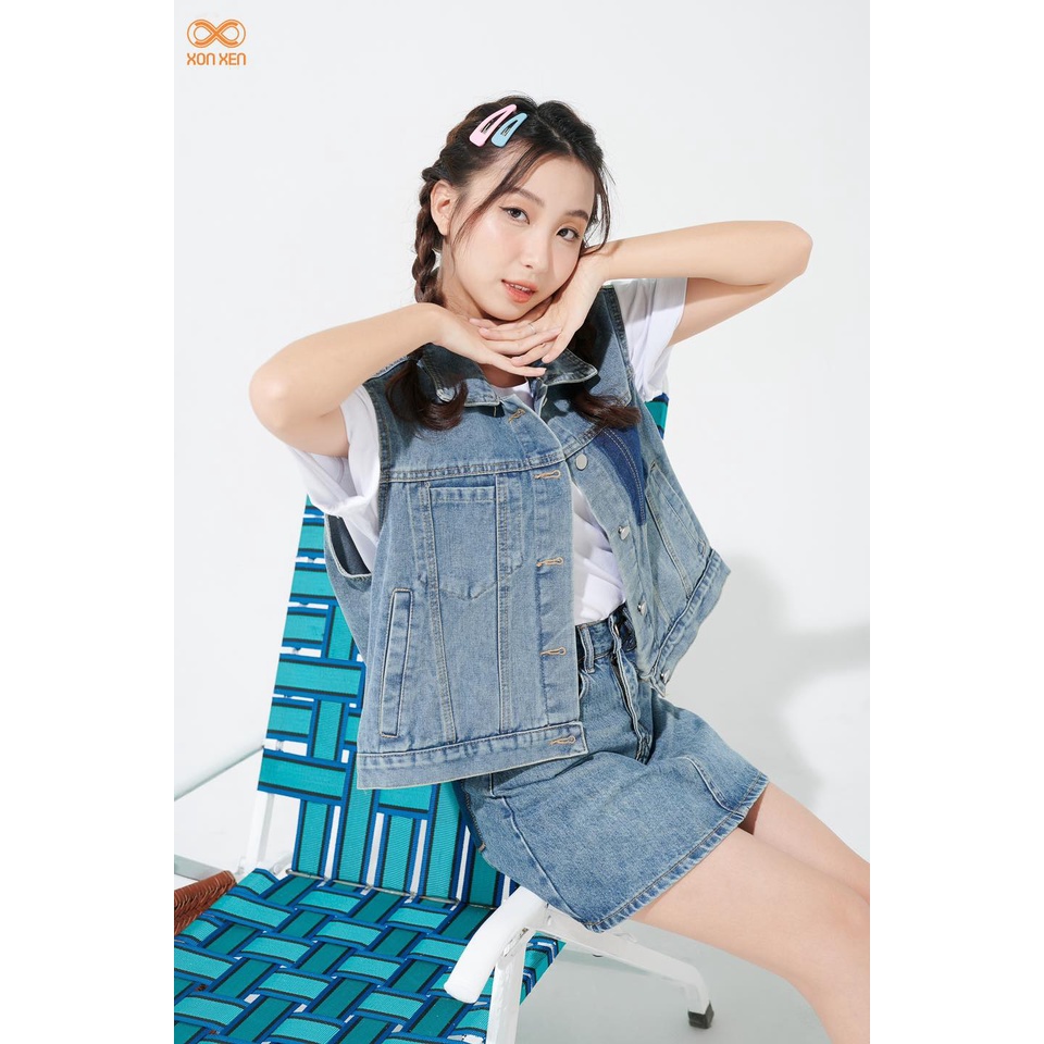 Áo khoác jeans XONXEN SHOP QUY NHƠN gile croptop tui pha màu, vừa cá tính,năng động,dễ thương cho mùa hè mã 751