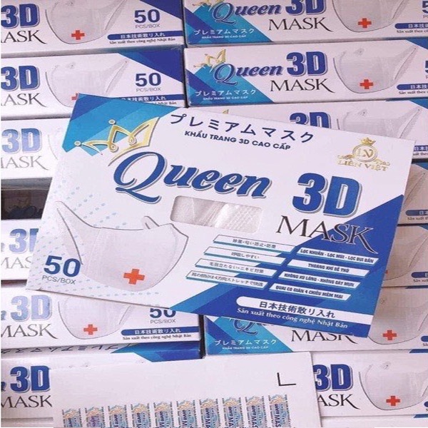 Hộp khẩu trang 3D Queen Mask  hộp 50 cái  ôm khuôn mặt , nhẹ nhàng cao cấp