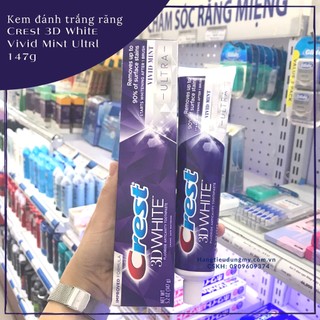 Kem đánh trắng răng Crest 3D White Ultra Whitening Vivid Mint 147g | Trắng răng, sạch mảng bám