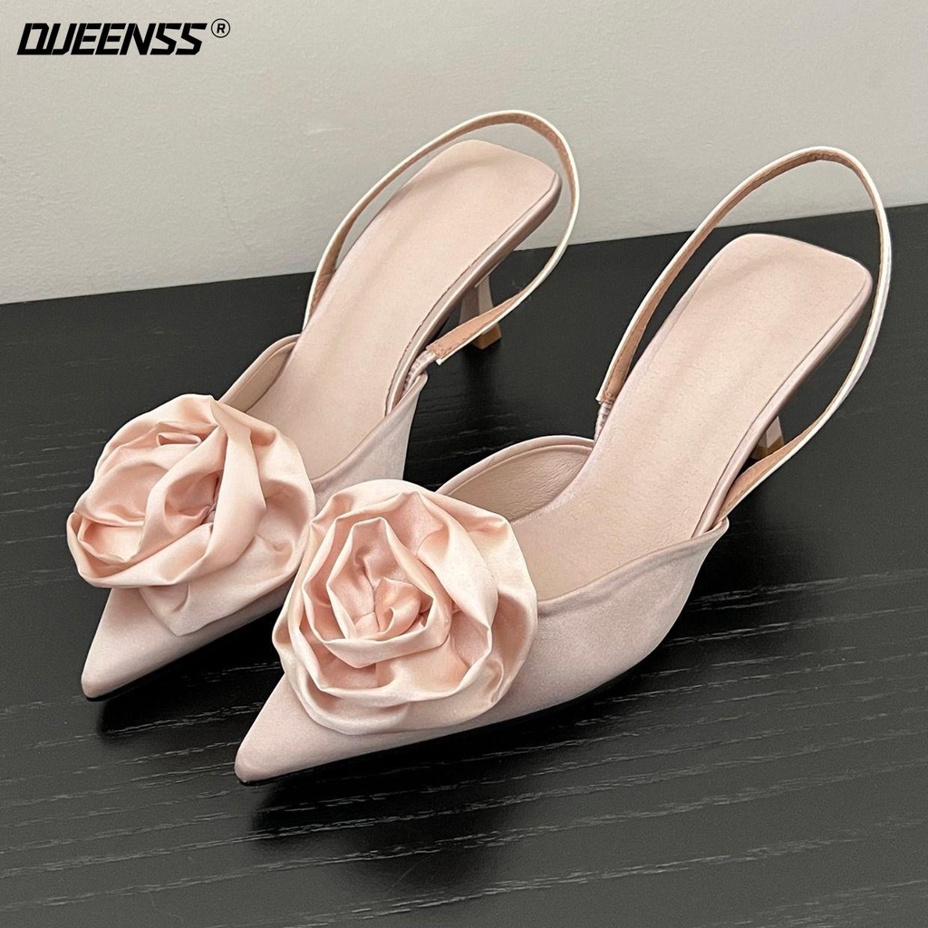 Giày Sandal Mũi Nhọn Gót Thấp Hở Ngón Thời Trang Xuân Hè 2023 Phong Cách Pháp Cho Nữ
