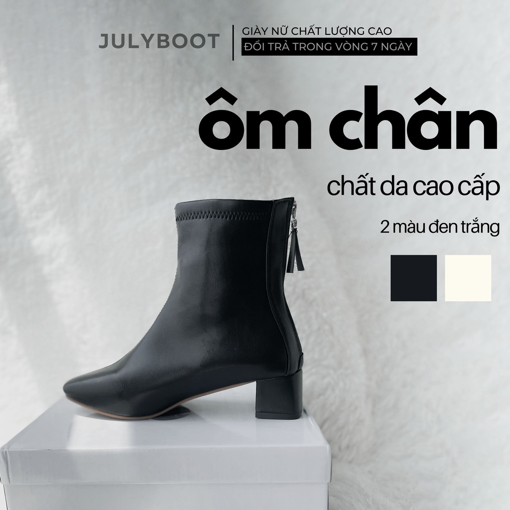 (SẴN) Đặt tăng size - Boot nữ Siêu Ôm Cổ Chân Gót Vuông 5 cm Chất Da Đẹp Phong Cách Hàn Quốc 1