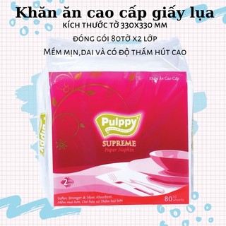 Khăn Giấy Vuông Pulppy Khăn Ăn Cao Cấp Supreme Paper Napkin Thật Dai Và Mềm Mại(Đỏ)