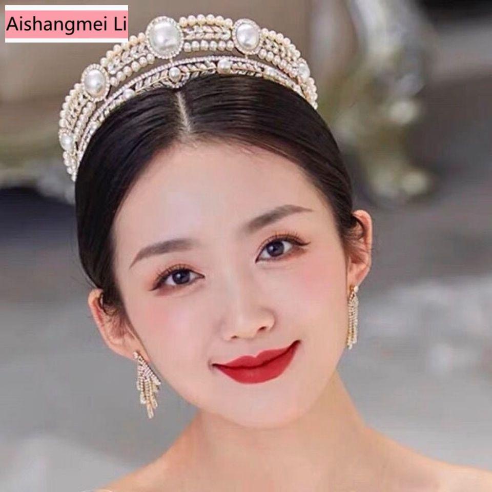 Vương Miện Công Chúa Đính Ngọc Trai Retro Hàn Quốc Cho Cô Dâu Chụp Ảnh Cưới