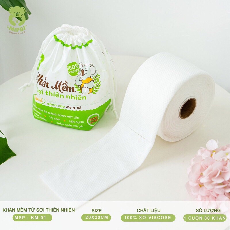 Khăn Mềm Từ Sợi Thiên Nhiên Mipbi Cho Mẹ Và Bé KT 20*20cm