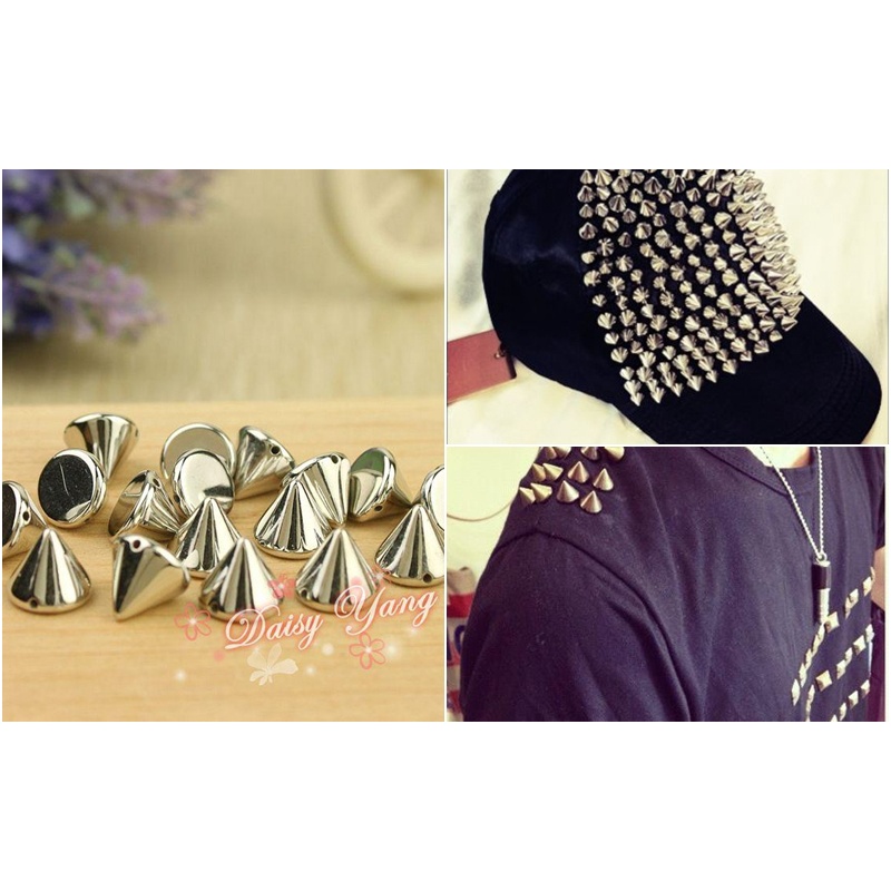 Đinh hình nón bằng nhựa kết cườm trang trí handmade đồ da, giày dép, quần áo,...