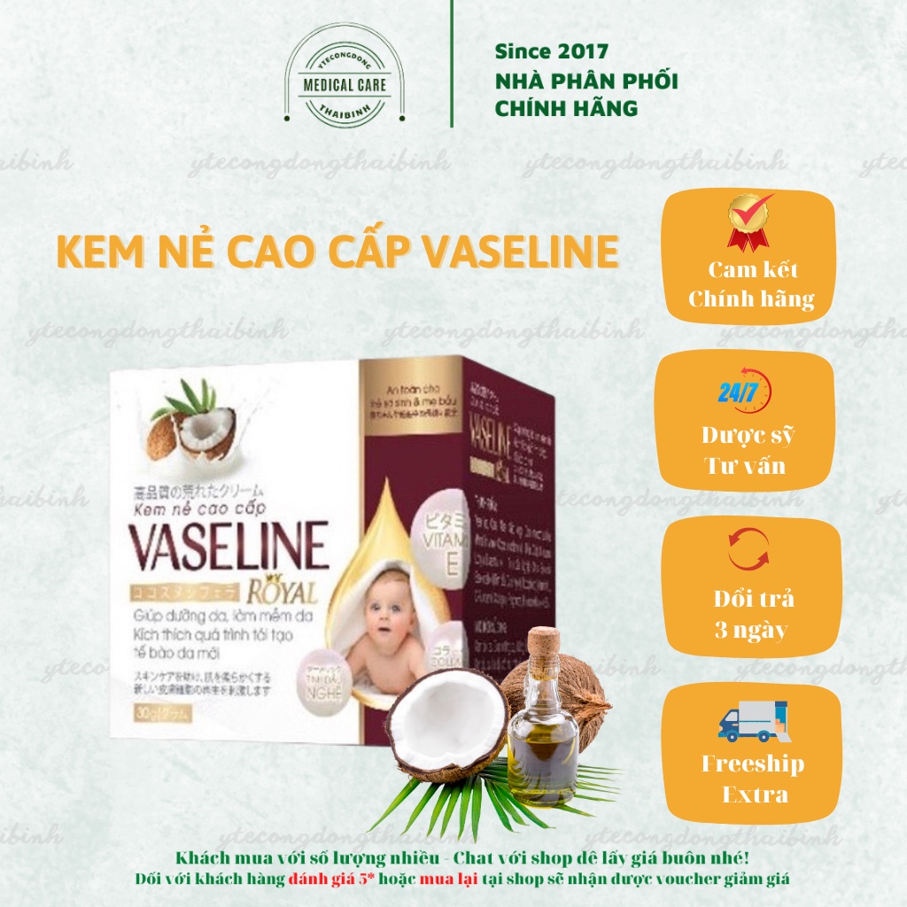 Kem nẻ VASELINE ROYAL dưỡng da làm mềm da khô da nứt nẻ dùng được cho trẻ em trẻ sơ sinh bà bầu VASELIN ROYAL Hộp 30g