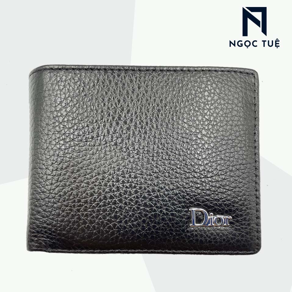 [ 100%DA BÒ- T038] Bóp/Ví Nam Da Bò Logo DIOR Màu Đen_Ngọc Tuệ