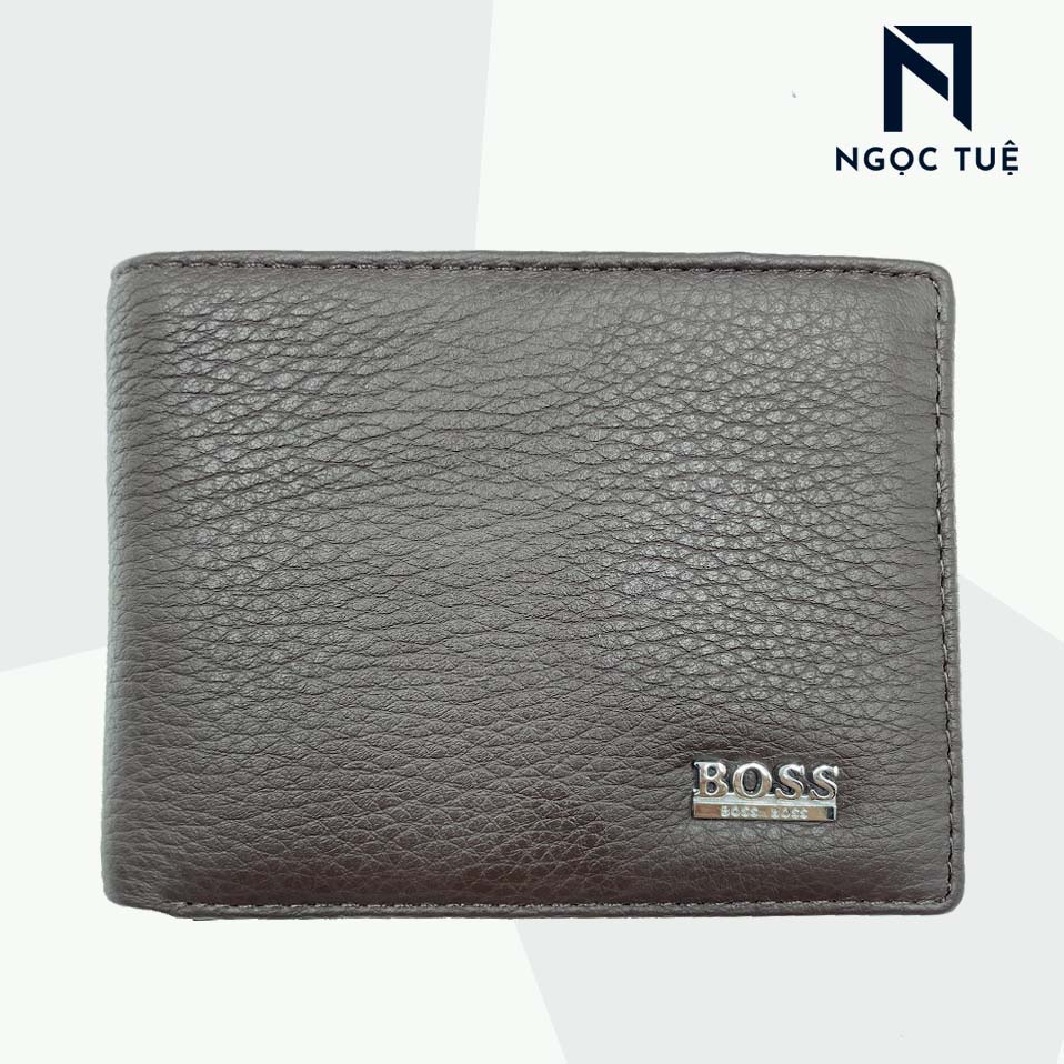 Bóp/Ví Nam Da Bò Màu Nâu Logo BOSS_Ngọc Tuệ