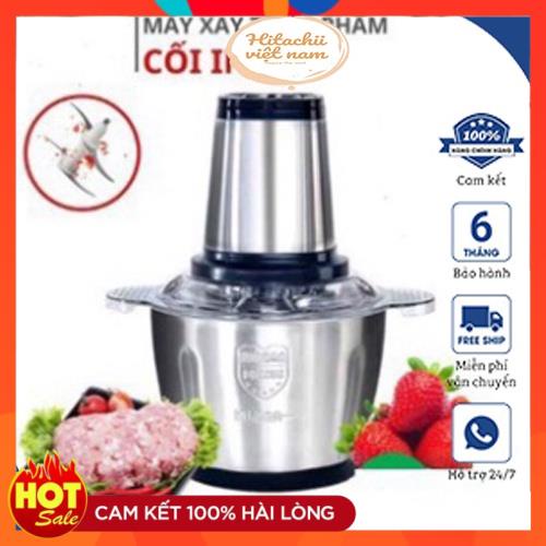 Máy Xay Thịt Đa Năng Cối 2L inox Cầm Tay 2 Chế Độ 4 Lưỡi Dao Siêu Bền, Cối Xay inox