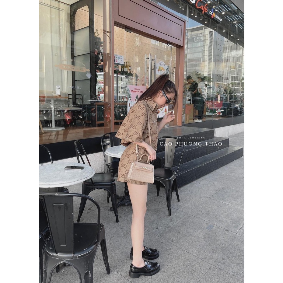 SET GUCCI TO NÂU ÁO VEST NGẮN+QUẦN ĐÙI