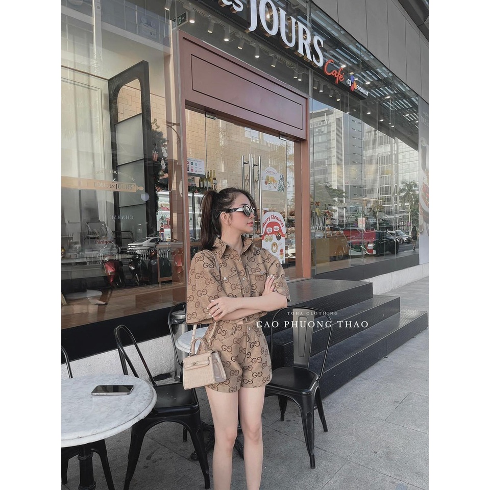 SET GUCCI TO NÂU ÁO VEST NGẮN+QUẦN ĐÙI