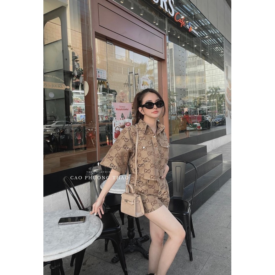 SET GUCCI TO NÂU ÁO VEST NGẮN+QUẦN ĐÙI