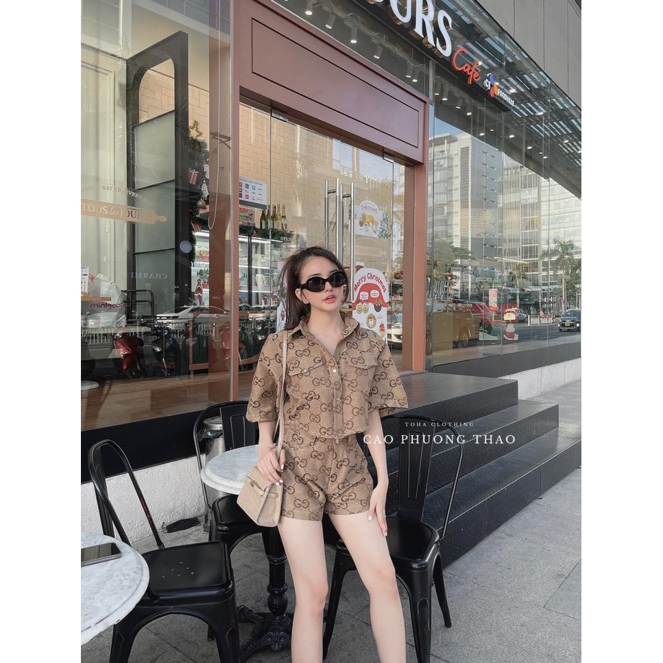 SET GUCCI TO NÂU ÁO VEST NGẮN+QUẦN ĐÙI