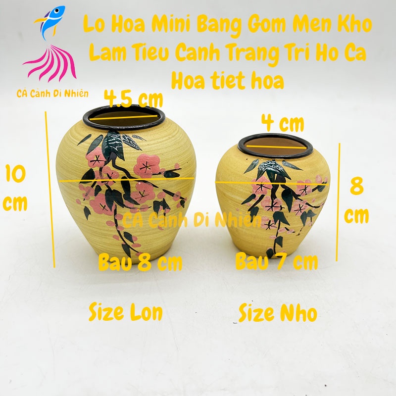 Lọ Hoa mini bằng gốm men khô làm tiểu cảnh trang trí hồ cá hòn non bộ - Chậu trồng cây
