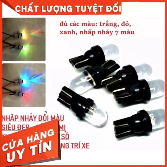 [RBSL6001 Bóng Led T10 NHÁY 7 MÀU Siêu Sáng, Đèn Led T10 NHÁY 7 MÀU Lắp Mặt Đồng Hồ, Demi, Xi Nhan Xe Máy, Ô Tô
