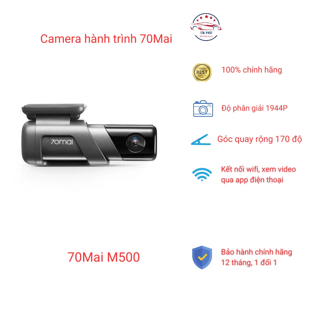 Camera hành trình 70 mai M500 phiên bản Quốc Tế, chất lượng 3K 1944P, tích hợp GPS, cảnh báo ADAS, bảo hành 12 tháng