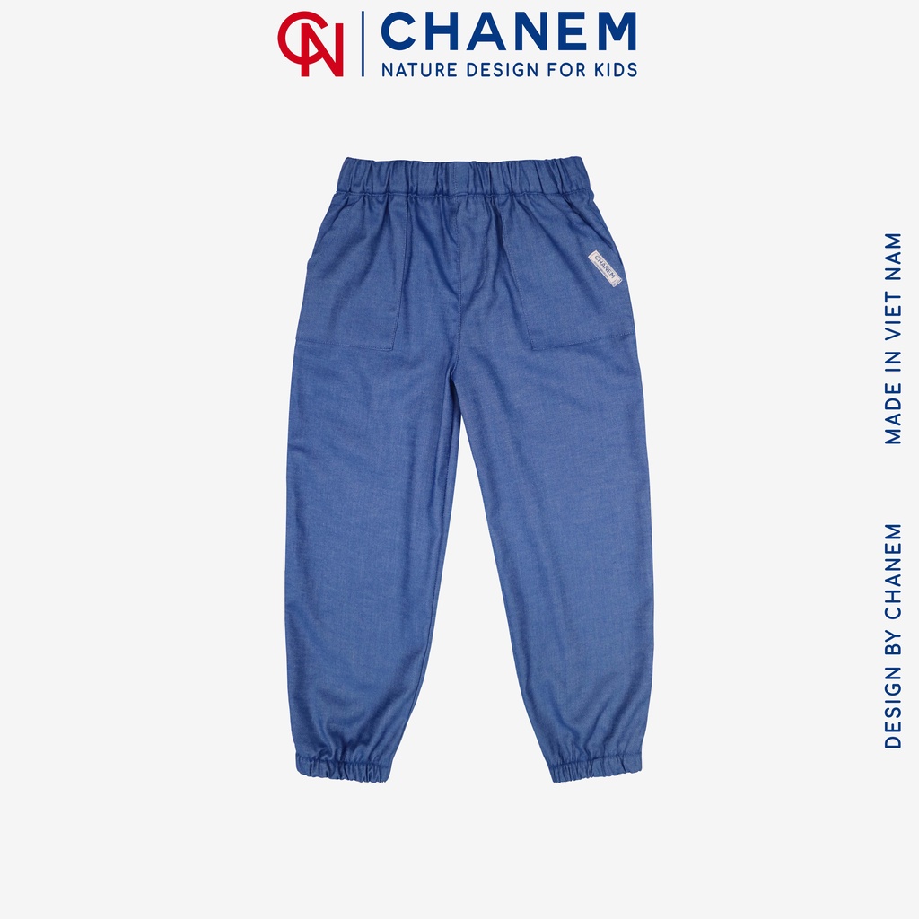 Quần dài cho bé trai và bé gái BOMBER CHANEM chun gấu phối 2 túi chất liệu Denim co giãn nhẹ, mềm mại thoáng mát
