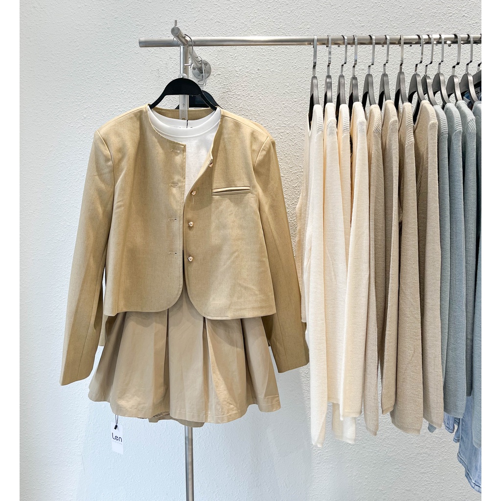 Áo khoác vest cổ tròn túi chìm phối nút trơn 3 màu LENCLOTHING 9563 | BigBuy360 - bigbuy360.vn