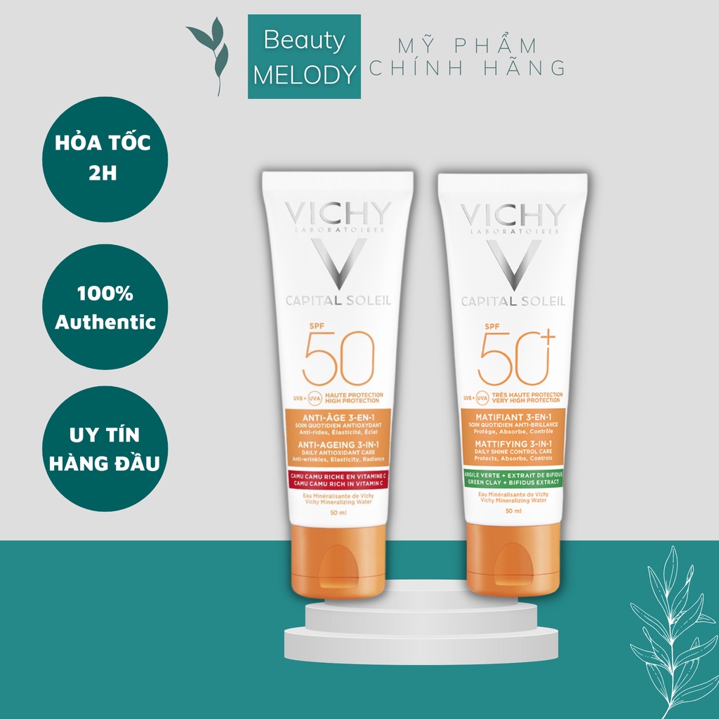 Kem chống nắng Vichy Capital Soleil 3in1, kem chống nắng dành cho da dầu lão hóa thâm sạm da