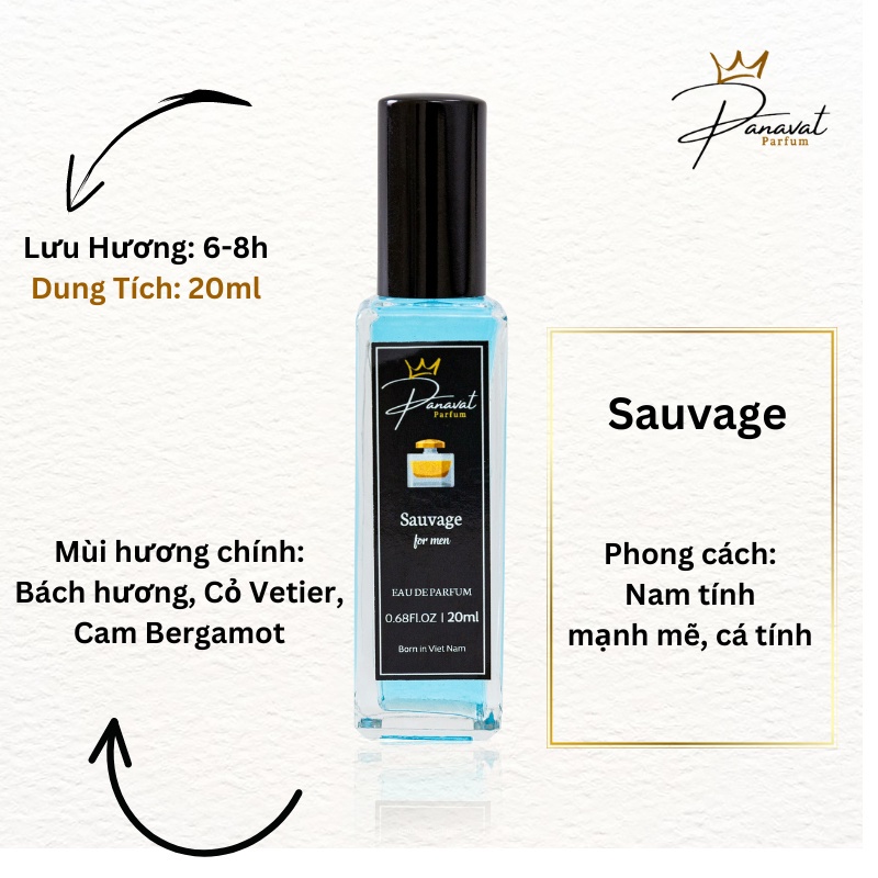 Tinh Dầu Thơm Panavat Sauvage 20ml Nước Hoa Nam Dạng Xịt Thơm Lâu Nam Tính Mạnh Mẽ Quyến Rũ