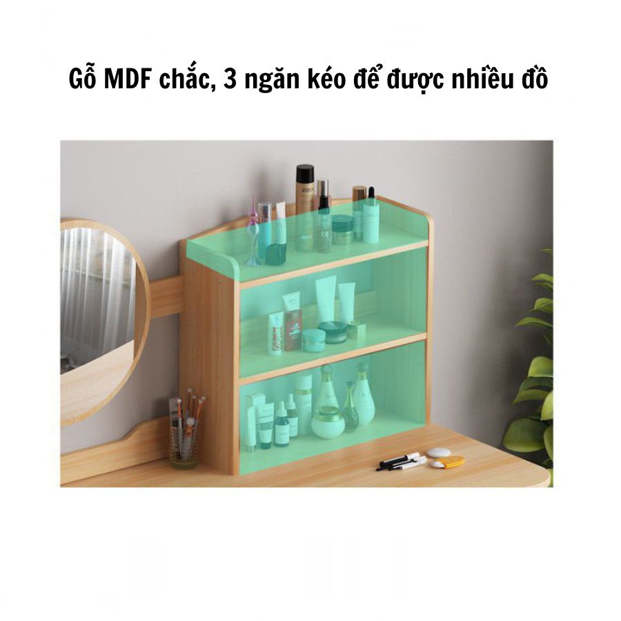 Bàn trang điểm có đèn led giá rẻ MANZI DECOR (AK01) đẹp 100x50x118 chân gỗ to tiện lợi có gương xinh xắn cho các nàng | BigBuy360 - bigbuy360.vn