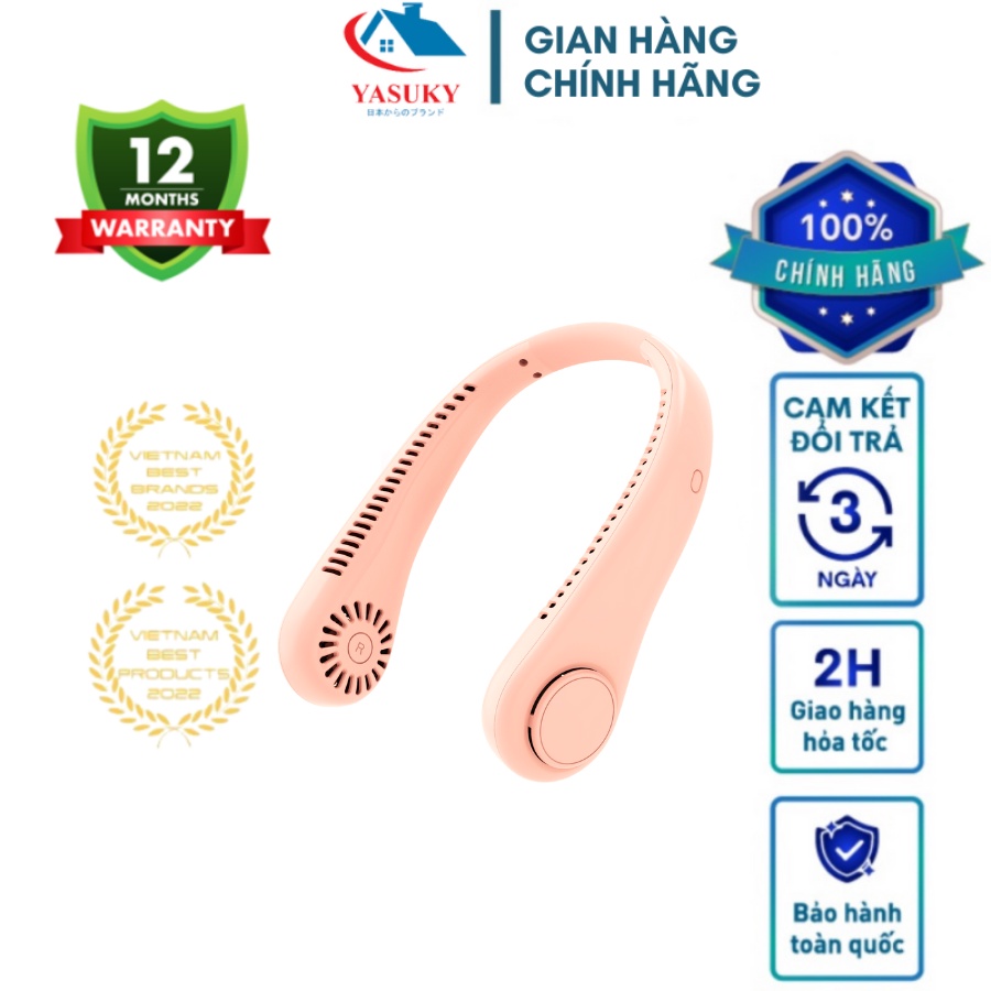 Quạt đeo cổ Yasuky - Quạt đeo cổ mini không cánh mini dung lượng pin lớn, 3 cấp độ, gió đa chiều