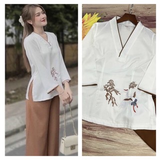 Đồ lam đi chùa # bộ chéo hạc# quần áo nữ