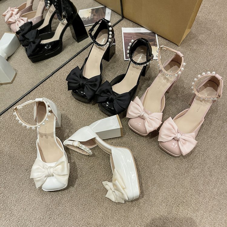 Giày Cao Gót Thắt Nơ Xinh Xắn Thời Trang
