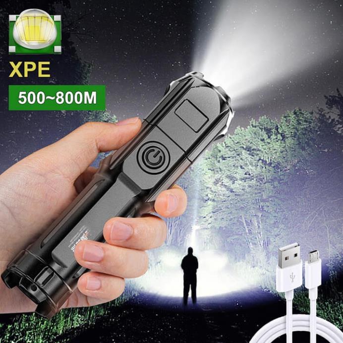 Đèn pin mini cầm tay siêu sáng chiếu xa 300M có Zoom xa gần, pin trâu, chống thấm nước IP44, đèn pin Led XPE T6 cầm tay